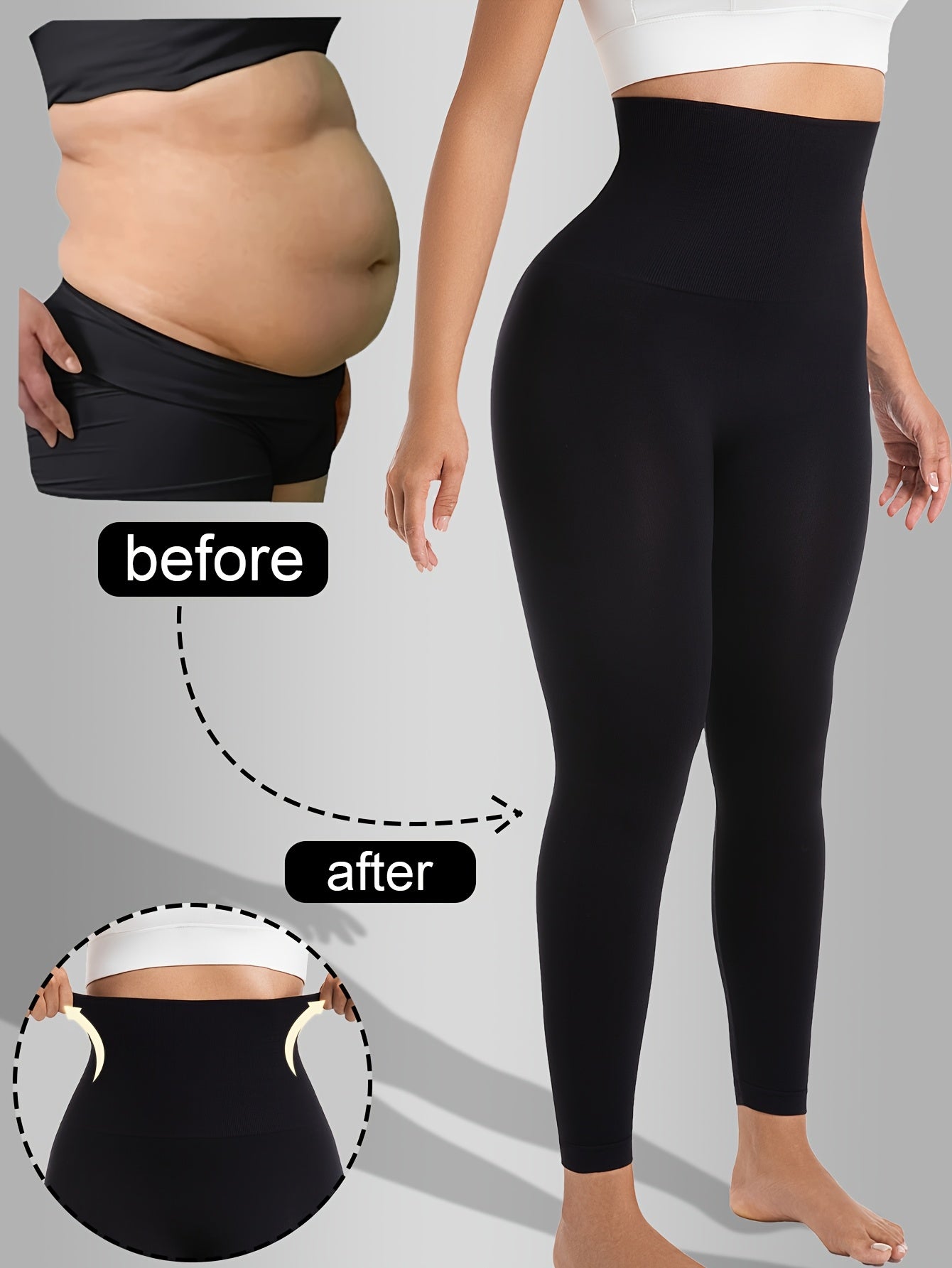 Women's High-Waisted Tummy Control Yoga Pants - Slimming Black Leggings for Fitness & Casual Wear, Stretchy & Supportive Design for All-Day Comfort